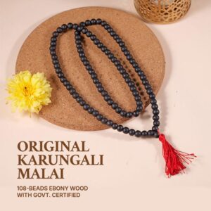 Original Karungali Mala 108-Beads Ebony Wood with Govt. Certified