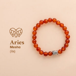 Aries (Mesh Rashi) Bracelet - Carnelian Beads with Charm