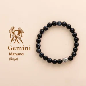 Gemini (Mithuna) Agate Bracelet with Charm (Sulemani Hakik)