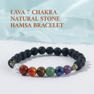Lava 7 Chakra Natural Stone Hamsa Bracelet