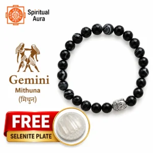 Gemini (Mithuna) Agate Bracelet with Charm (Sulemani Hakik)
