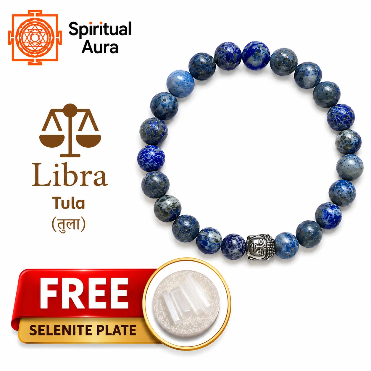 Libra (Tula Rashi) Lapis Lazuli Bracelet with Charm