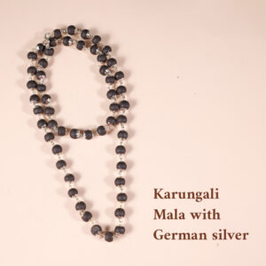 Karungali Malai German Silver 8mm – 54+1 Beads (Original Ebony Wood)