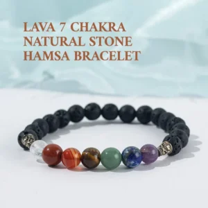 Lava 7 Chakra Natural Stone Hamsa Bracelet
