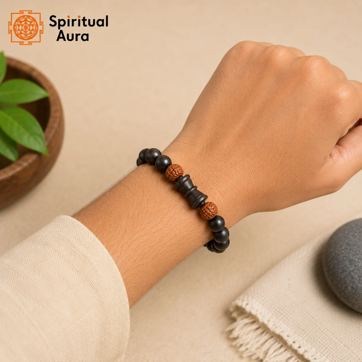 Karungali Rudraksha Damru Bracelet | Govt. Certification - Image 3