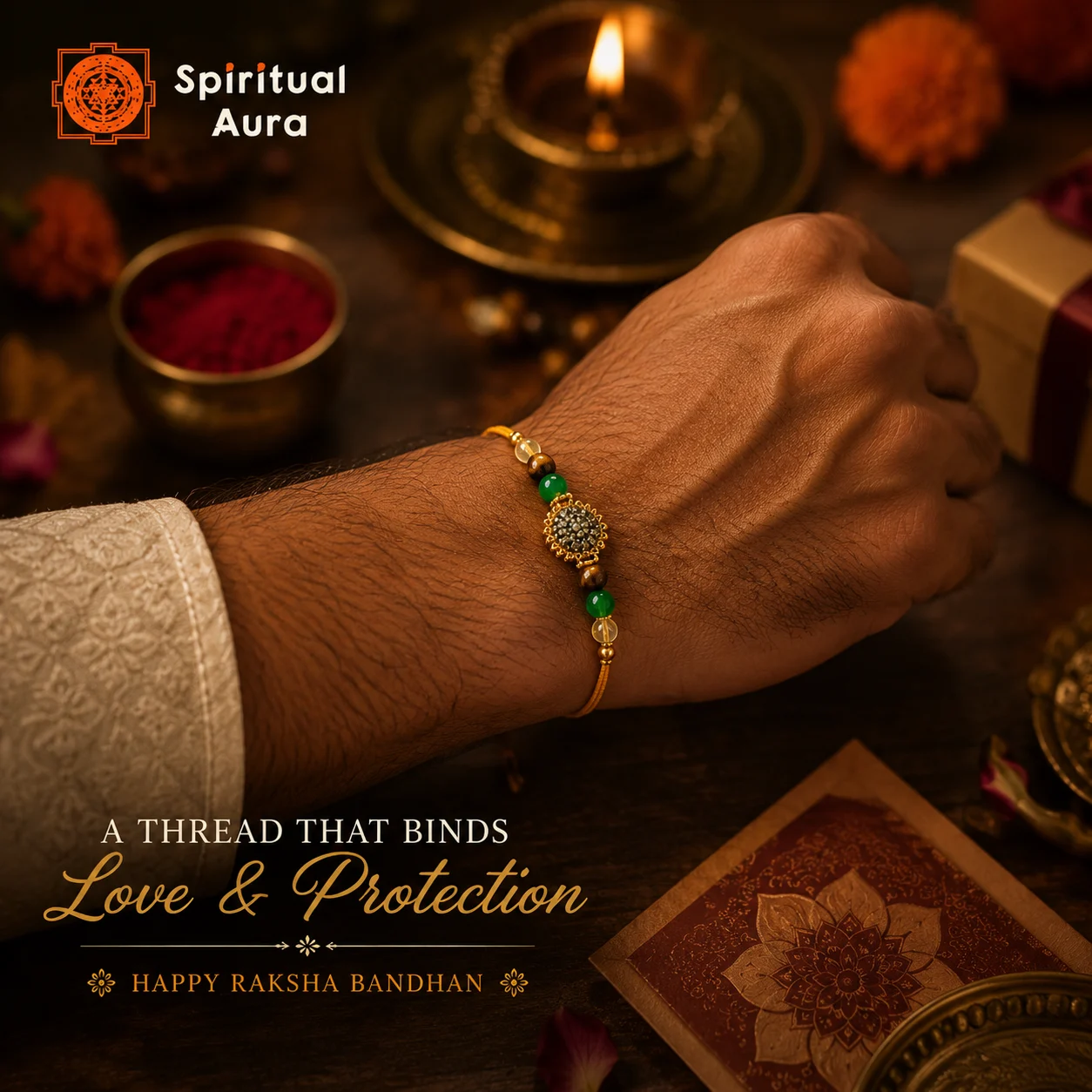 Money Magnet Rakhi with Pyrite Stone - Image 2